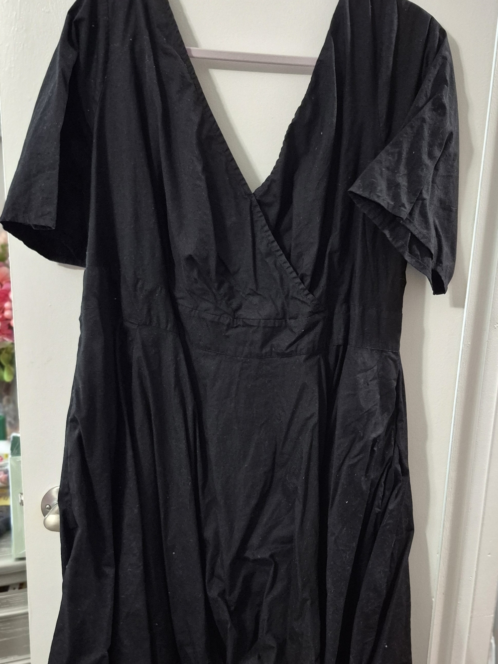 eshakti Black Wrap-Front Midi Dress